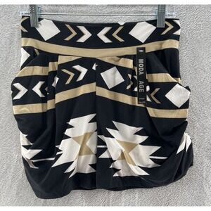 Moda Age Shorts Women's Size L/XL Black Tan Aztec Elastic Shorts